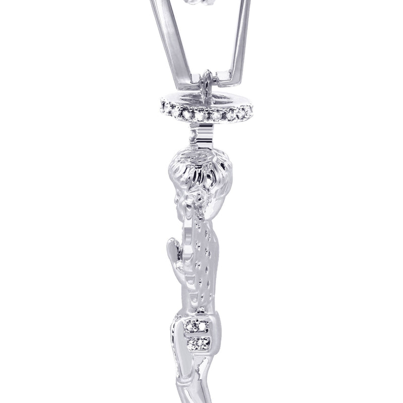 White Gold Plated Cuban Link Chain & Angel Pendant | Appx. 14.2 Grams