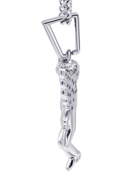 White Gold Plated Cuban Link Chain & Angel Pendant | Appx. 14.2 Grams