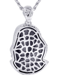 White Gold Plated Cuban Link Chain & Masked Benjamin Franklin Pendant | Appx. 32.1 Grams