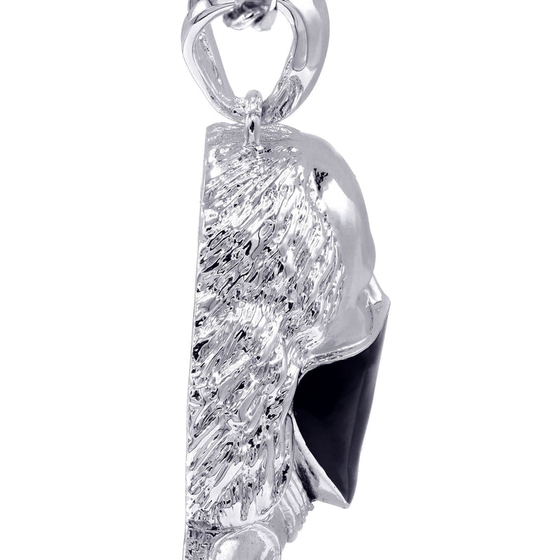 White Gold Plated Cuban Link Chain & Masked Benjamin Franklin Pendant | Appx. 32.1 Grams