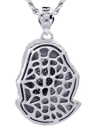 White Gold Plated Cuban Link Chain & Masked Benjamin Franklin Pendant | Appx. 31.7 Grams