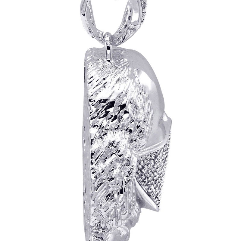 White Gold Plated Cuban Link Chain & Masked Benjamin Franklin Pendant | Appx. 31.7 Grams
