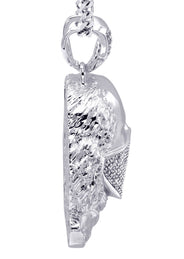White Gold Plated Cuban Link Chain & Masked Benjamin Franklin Pendant | Appx. 31.7 Grams