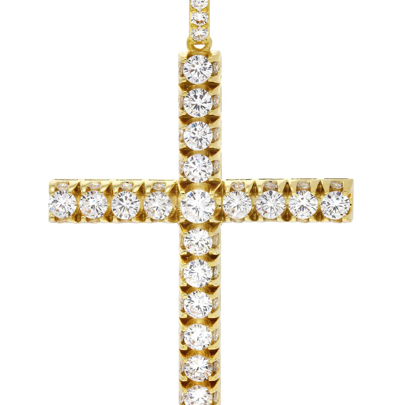Mens Gold Plated Franco Chain & Cross Pendant | Appx. 30.5 Grams