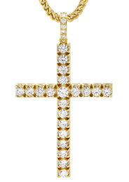 Mens Gold Plated Franco Chain & Cross Pendant | Appx. 30.5 Grams