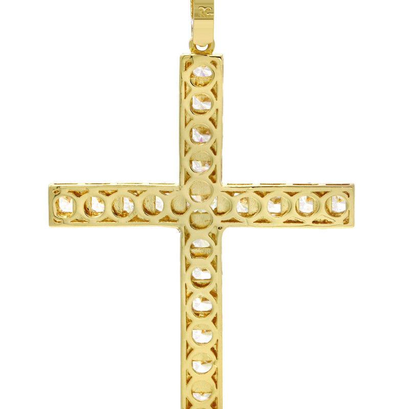 Mens Gold Plated Franco Chain & Cross Pendant | Appx. 30.5 Grams