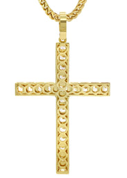 Mens Gold Plated Franco Chain & Cross Pendant | Appx. 30.5 Grams