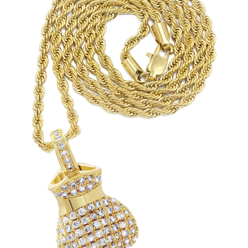 Mens Gold Plated Rope Chain & Boxing Glove Pendant | Appx. 20.2 Grams