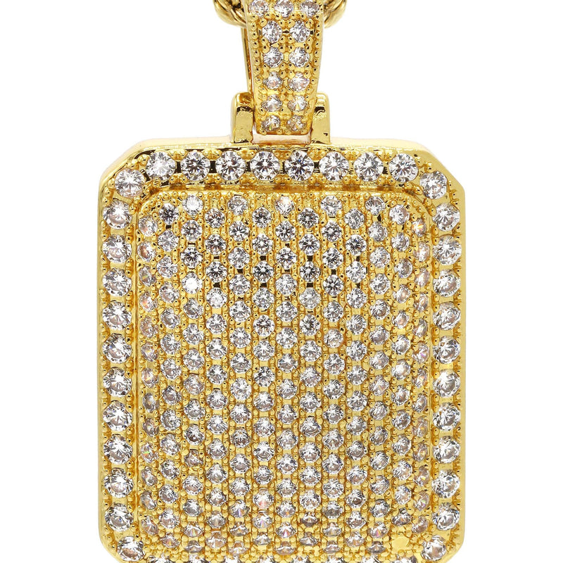 Mens Gold Plated Rope Chain & Dog Tag Pendant | Appx. 21.5 Grams