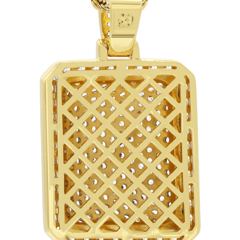 Mens Gold Plated Rope Chain & Dog Tag Pendant | Appx. 21.5 Grams