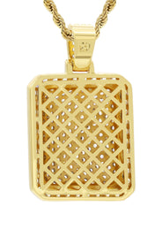 Mens Gold Plated Rope Chain & Dog Tag Pendant | Appx. 21.5 Grams
