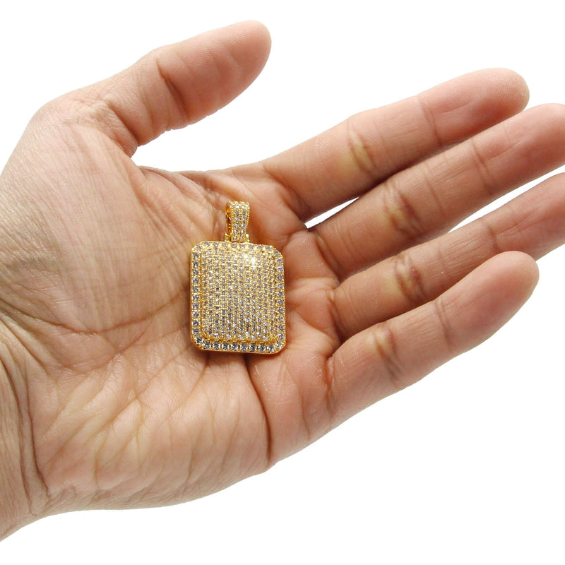 Mens Gold Plated Dog Tag Pendant | 13.5 Grams