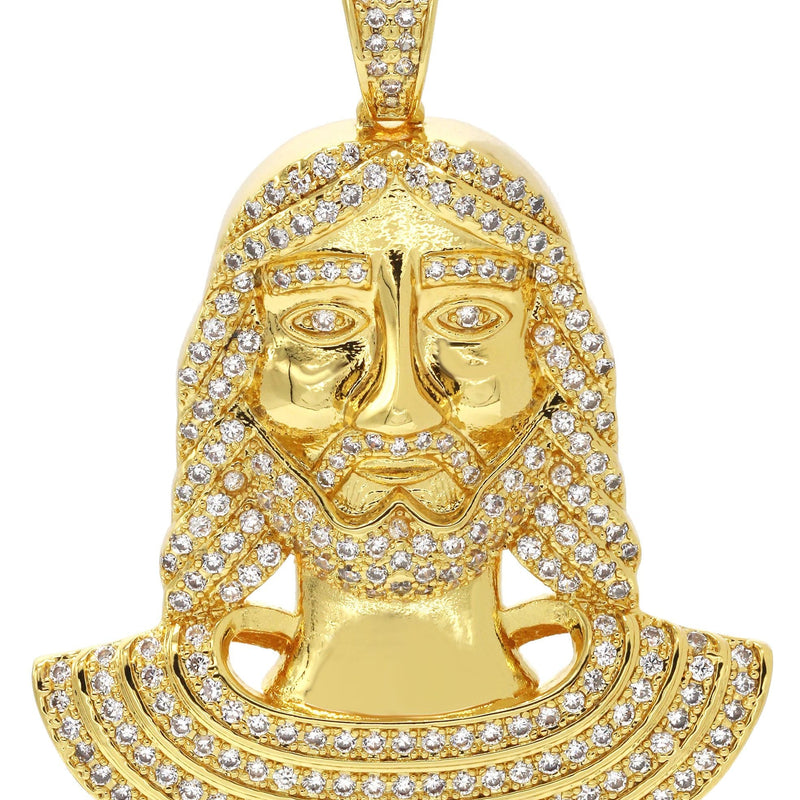 Mens Gold Plated Jesus Head Pendant | 14.1 Grams