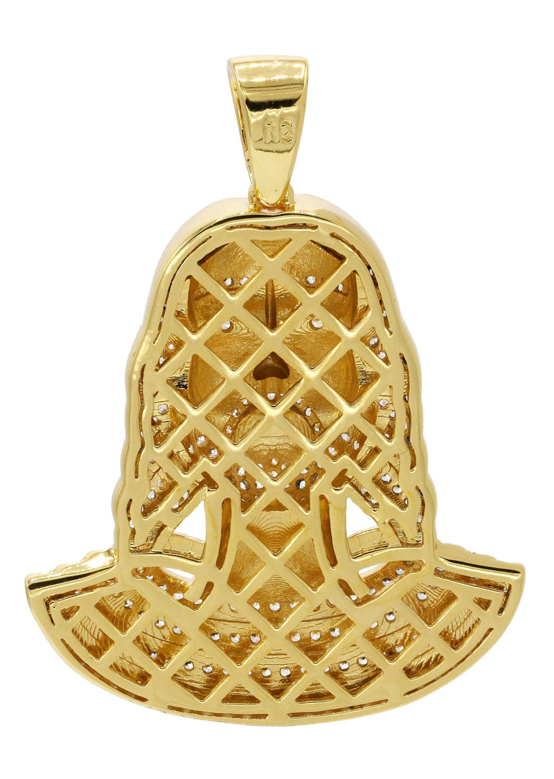 Mens Gold Plated Jesus Head Pendant | 14.1 Grams