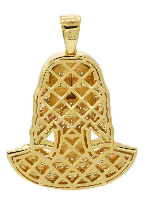 Mens Gold Plated Jesus Head Pendant | 14.1 Grams