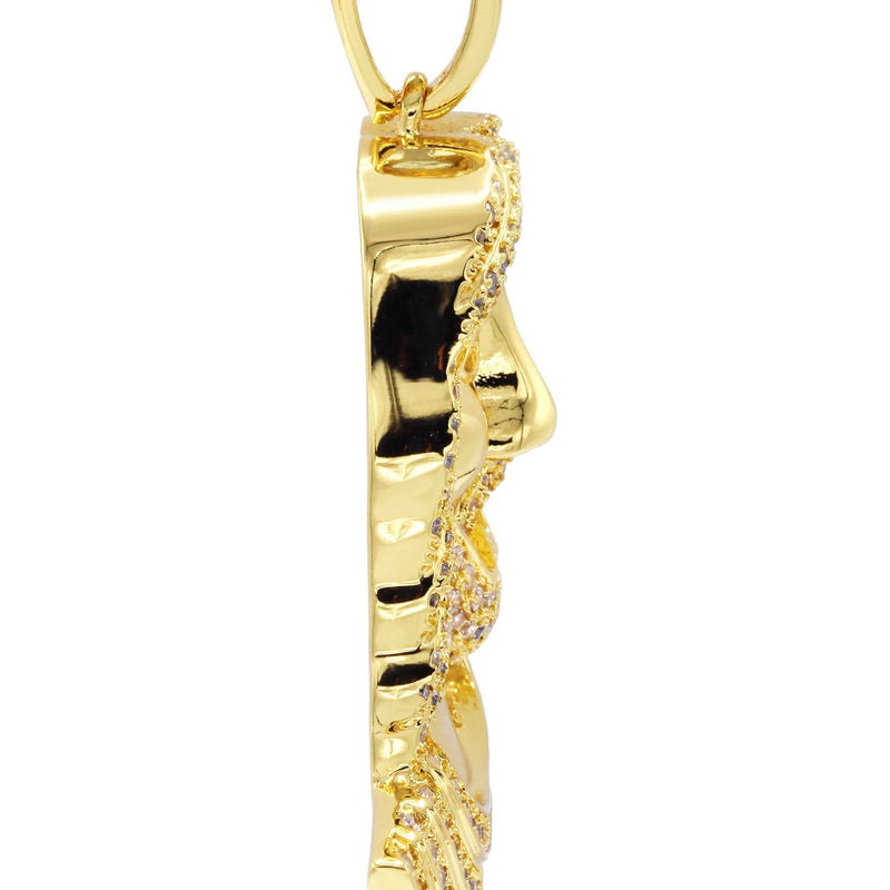 Mens Gold Plated Jesus Head Pendant | 14.1 Grams