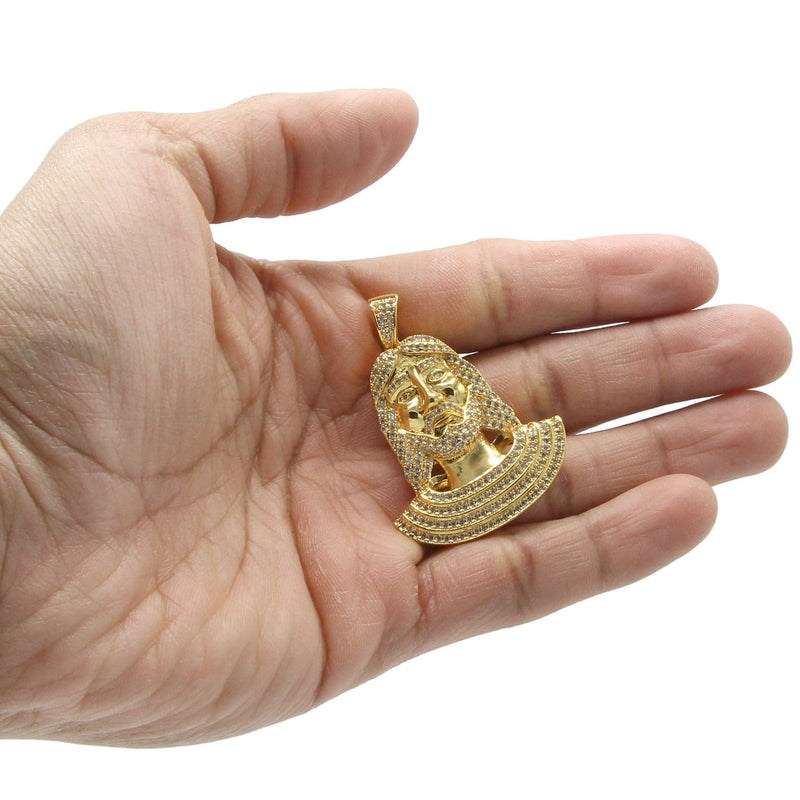 Mens Gold Plated Jesus Head Pendant | 14.1 Grams