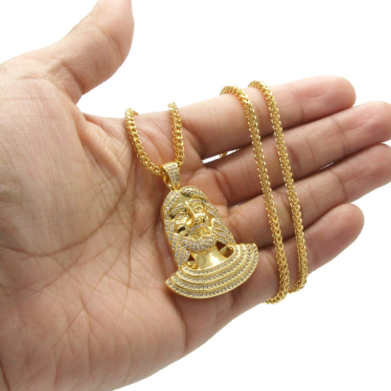Mens Gold Plated Franco Chain & Jesus Piece Chain | Appx. 22.1 Grams