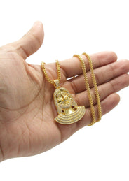 Mens Gold Plated Franco Chain & Jesus Piece Chain | Appx. 22.1 Grams