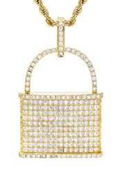 Mens Gold Plated Rope Chain & Lock Pendant | Appx. 18.7 Grams