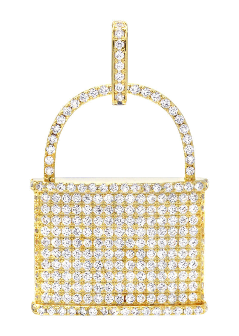 Mens Gold Plated Lock Pendant | 10.7 Grams