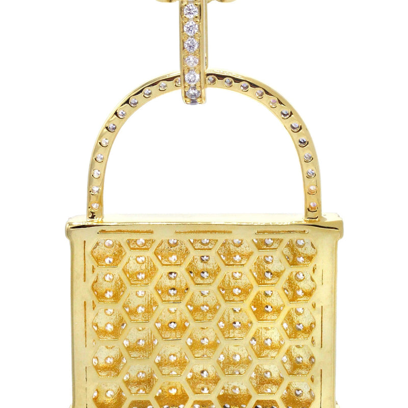 Mens Gold Plated Rope Chain & Lock Pendant | Appx. 18.7 Grams