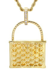 Mens Gold Plated Rope Chain & Lock Pendant | Appx. 18.7 Grams