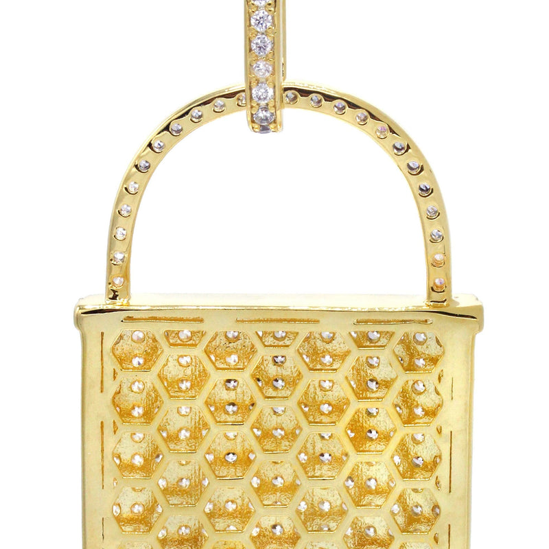 Mens Gold Plated Lock Pendant | 10.7 Grams