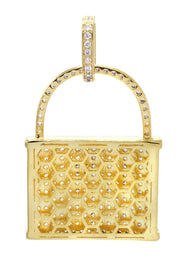 Mens Gold Plated Lock Pendant | 10.7 Grams