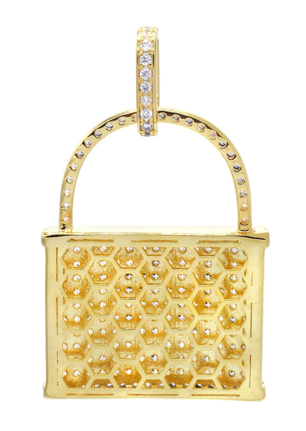 Mens Gold Plated Lock Pendant | 10.7 Grams