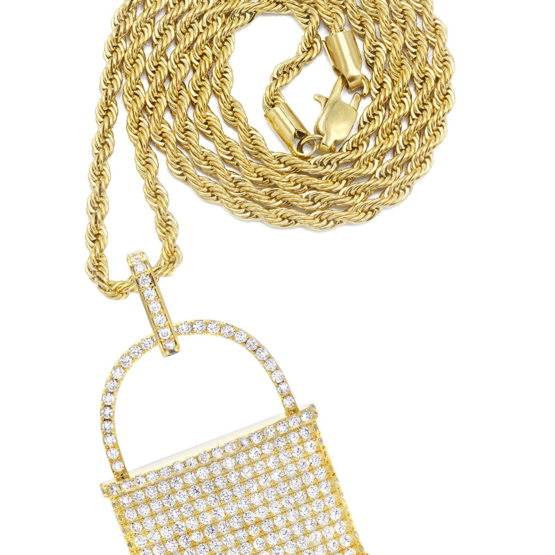 Mens Gold Plated Rope Chain & Lock Pendant | Appx. 18.7 Grams