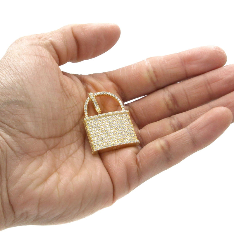 Mens Gold Plated Lock Pendant | 10.7 Grams