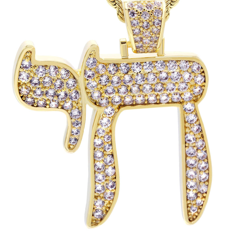 Mens Gold Plated Rope Chain & Chai  Pendant | Appx. 19.4 Grams