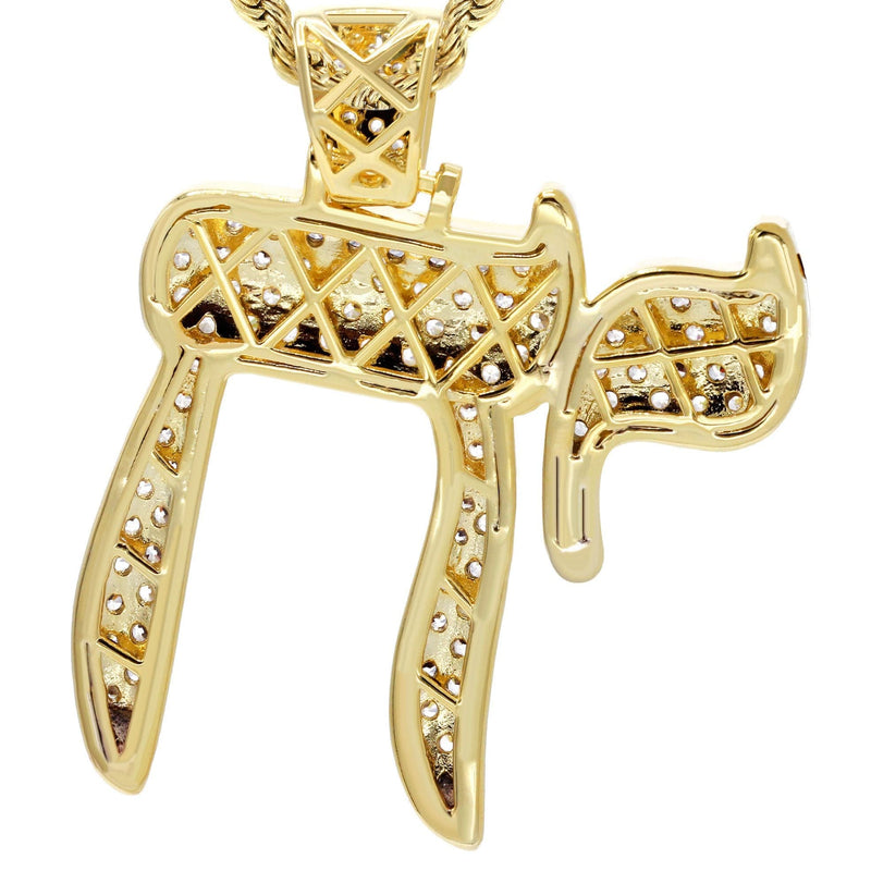 Mens Gold Plated Rope Chain & Chai  Pendant | Appx. 19.4 Grams