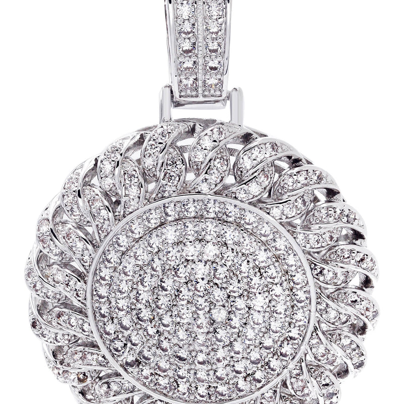 White Gold Plated Cuban Link Chain & Dog Tag Pendant | Appx. 28 Grams