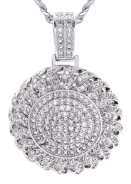 White Gold Plated Cuban Link Chain & Dog Tag Pendant | Appx. 28 Grams