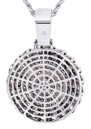 White Gold Plated Cuban Link Chain & Dog Tag Pendant | Appx. 28 Grams