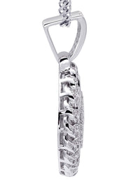 White Gold Plated Cuban Link Chain & Dog Tag Pendant | Appx. 28 Grams