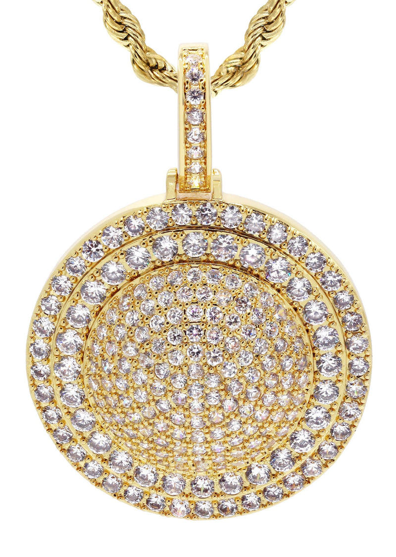 Mens Gold Plated Rope Chain & Dog Tag Pendant | Appx. 30.3 Grams