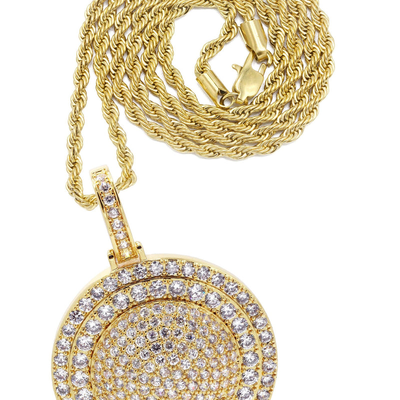 Mens Gold Plated Rope Chain & Dog Tag Pendant | Appx. 30.3 Grams