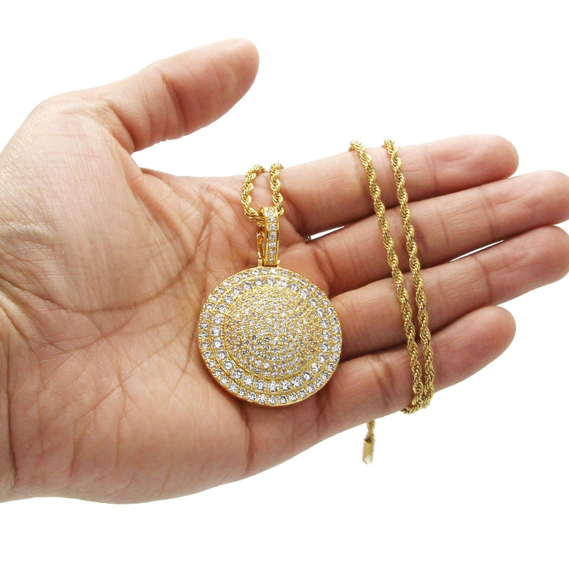 Mens Gold Plated Rope Chain & Dog Tag Pendant | Appx. 30.3 Grams