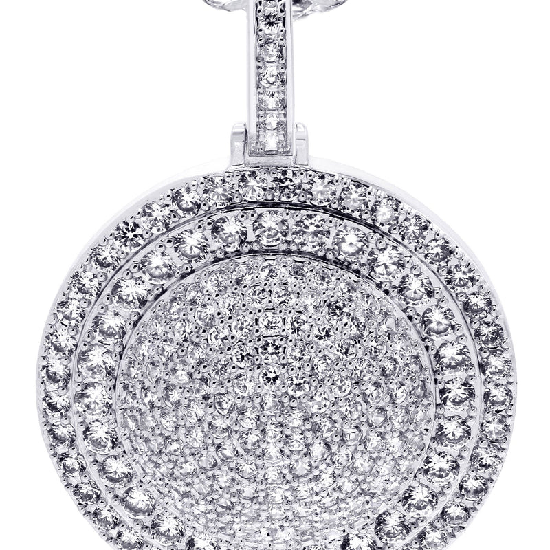 White Gold Plated Cuban Link Chain & Dog Tag Pendant | Appx. 30.3 Grams