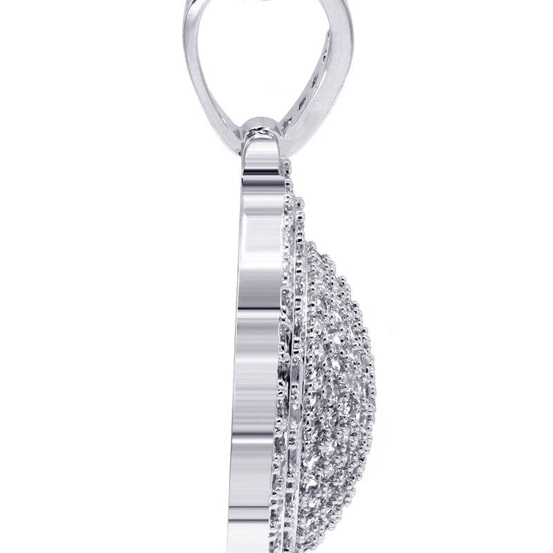 White Gold Plated Cuban Link Chain & Dog Tag Pendant | Appx. 30.3 Grams