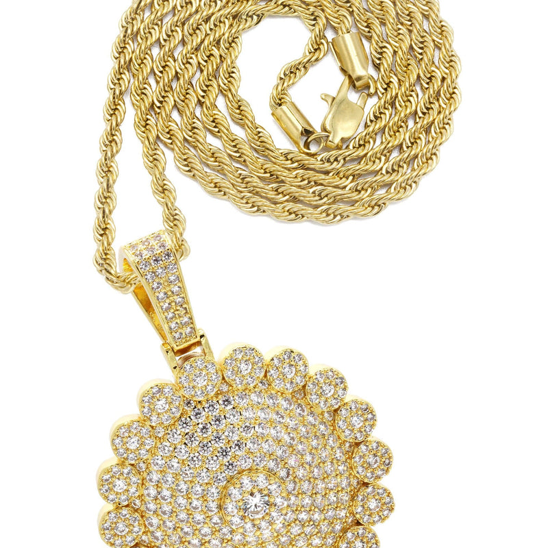 Mens Gold Plated Rope Chain & Dog Tag Pendant | Appx. 33 Grams