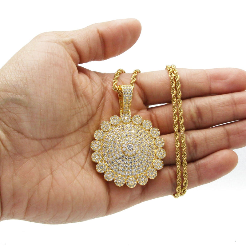 Mens Gold Plated Rope Chain & Dog Tag Pendant | Appx. 33 Grams
