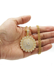 Mens Gold Plated Rope Chain & Dog Tag Pendant | Appx. 33 Grams