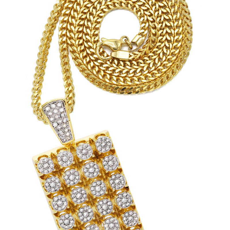 Mens Gold Plated Franco Chain & Dog Tag Pendant | Appx. 40.2 Grams