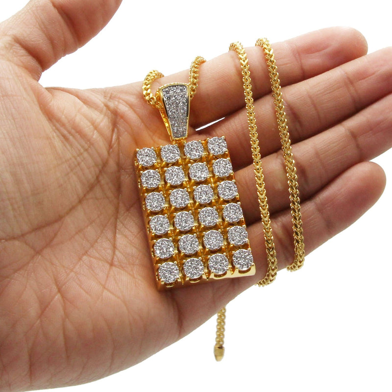 Mens Gold Plated Franco Chain & Dog Tag Pendant | Appx. 40.2 Grams