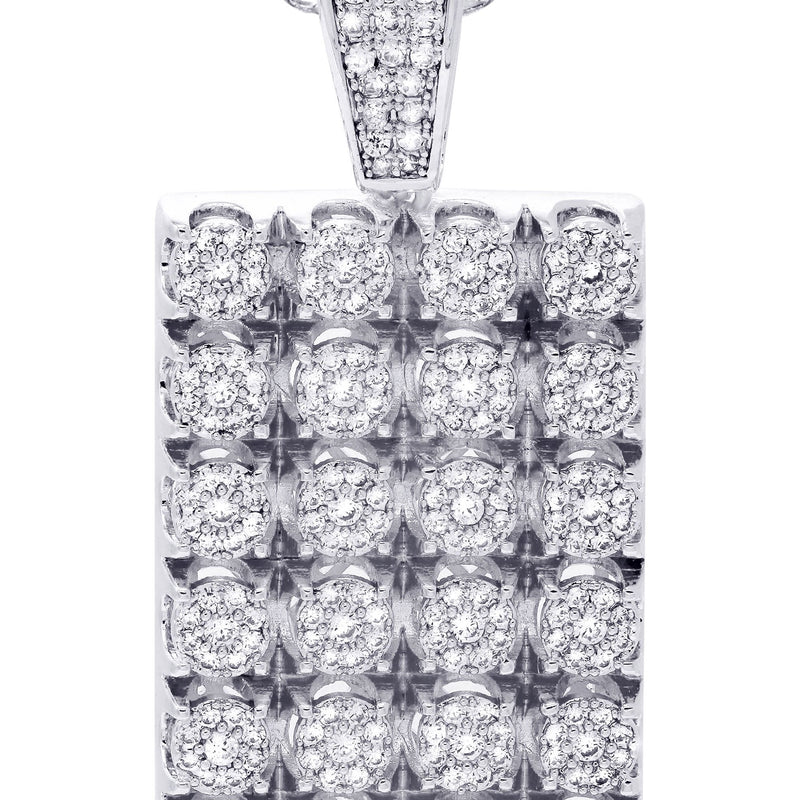 White Gold Plated Cuban Link Chain & Dog Tag Pendant | Appx. 40.2 Grams