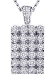 White Gold Plated Cuban Link Chain & Dog Tag Pendant | Appx. 40.2 Grams